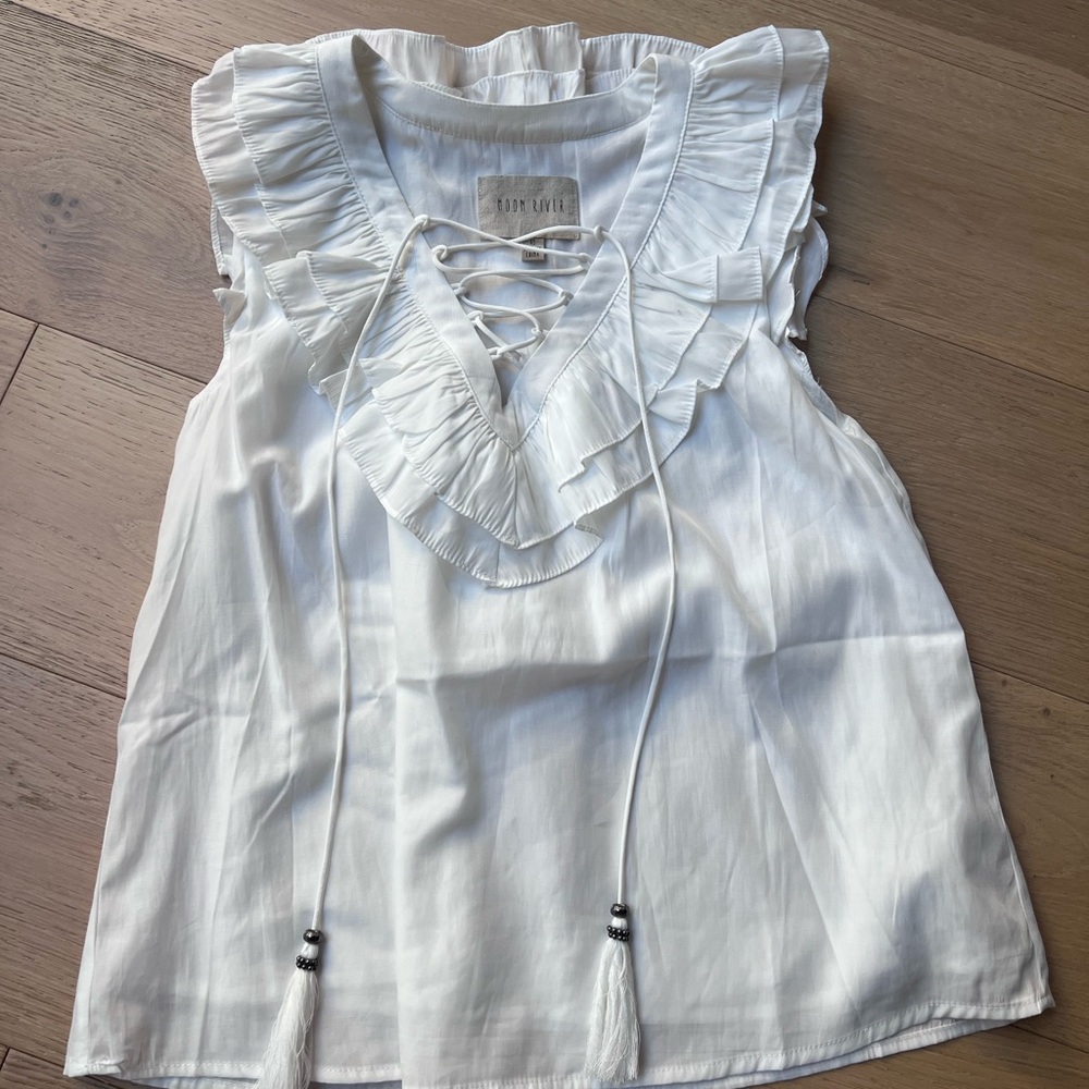 White Ruffled Sleeveless Top